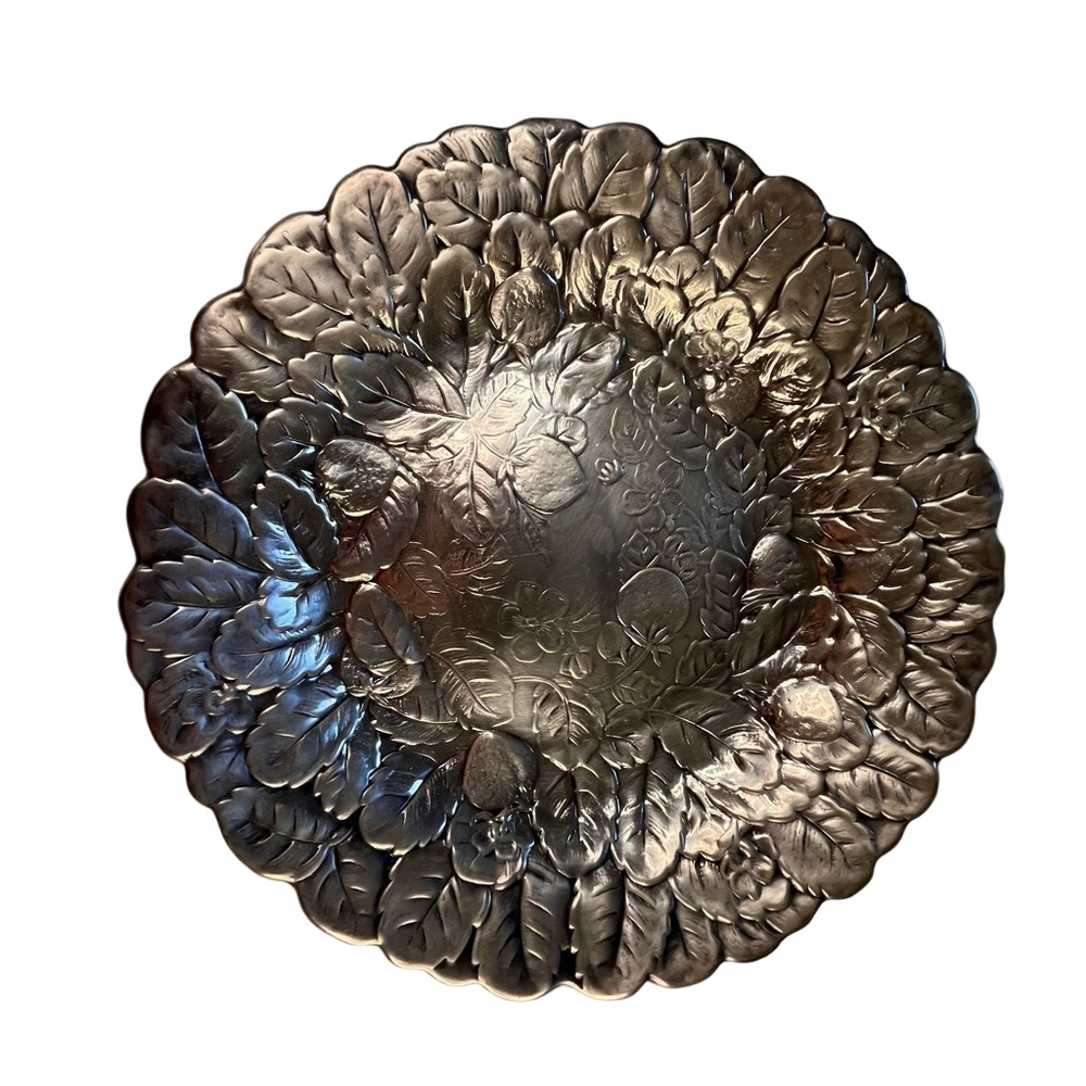 Vintage Reed X Barton Silverplated 14" Plate Platter Embossed Strawberries #115